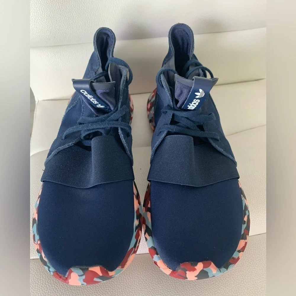 Adidas Tubular Womens Size 8.5 Navy Blue Walking Athletic Running Shoes Sneakers